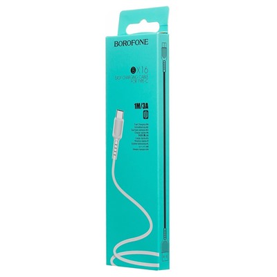 Кабель USB - Type-C Borofone BX16 Easy (повр. уп)  100см 3A  (white)