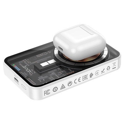 Внешний аккумулятор Hoco Q10 Transparent PD SafeMag 5000mAh USB Type-C/Type-C (white)