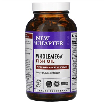New Chapter, рыбий жир Wholemega, 180 мягких таблеток
