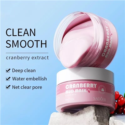 SADOER Очищающая глиняная маска для лица с брусникой GRANBERRY MUD MASK 100 гр