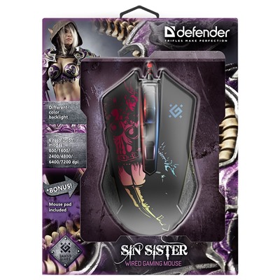 Мышь оптическая Defender Sin'Sister GM-933 игровая + коврик