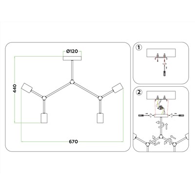 Потолочный светильник в стиле лофт TR8031/4 WH белый E27*4 max 40W D670*440