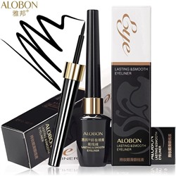 Стойкая жидкая подводка для глаз чёрная водонепроницаемая ALOBON Waterproof Long Lasting Eyeliner, 12 мл. (AEL15)