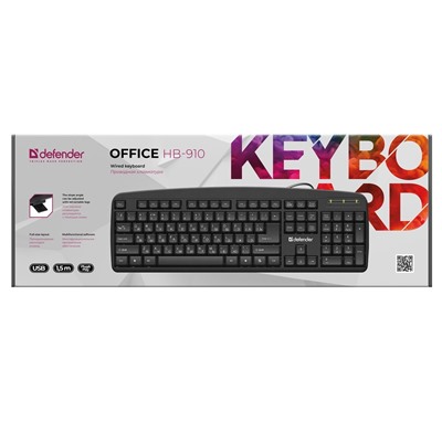 Клавиатура Defender HB-910 Office мембранная USB (black)