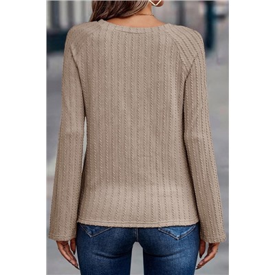 Camel Plus Size Crew Neck Ribbed Knit Top