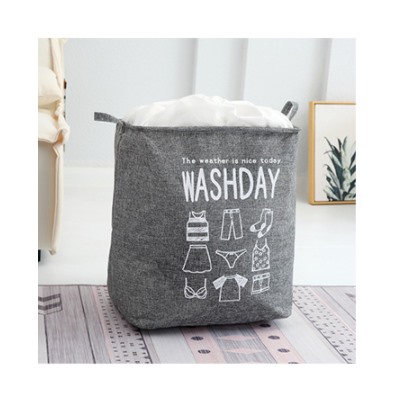 Корзина для вещей на завязках "Washday" серая