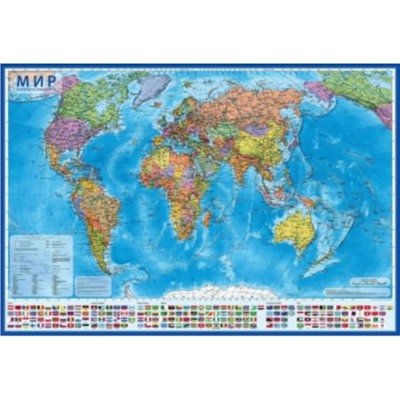 Карта МИРА политическая 157х107 см 1:21,5М Интерактивная КН062 Globen