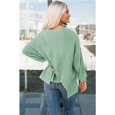 Colorblock Stitching Irregular Hem Long Sleeve Top