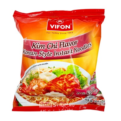 Пшеничная лапша б/п со вкусом кимчи Премиум Vifon, Вьетнам, 70 г