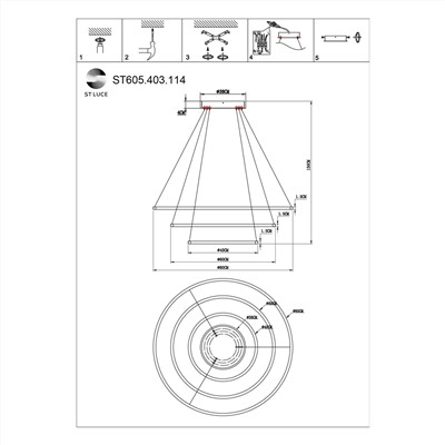 ST605.403.114 Cветильник подвесной  SMART ST-Luce Черный/Белый LED 1*114W 2800-6500K