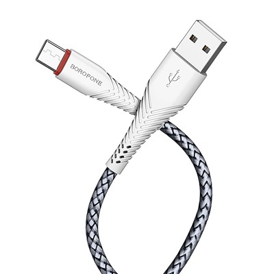 Кабель USB - Type-C Borofone BX25 Powerful (повр. уп)  100см 3A  (white)