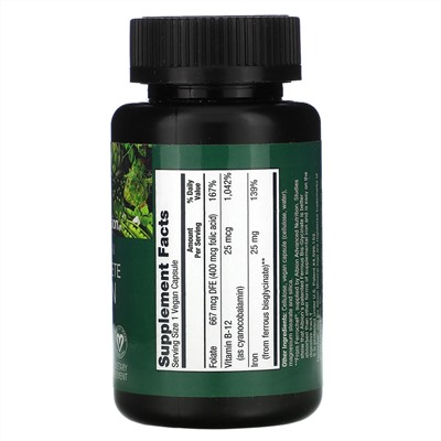 PlantFusion, веганская полноценная добавка с железом, 25 мг, 90 веганских капсул