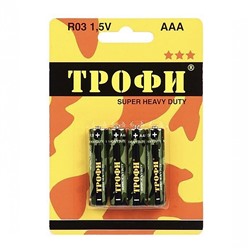 Батарейка AAA Трофи LR03 ENERGY Alkaline (4-BL) (40/960) (повр. уп.)
