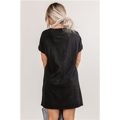 Черное платье-футболка с принтом "NASHVILLE"
