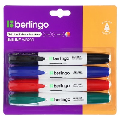 Набор маркеров для доски 4 цвета, Berlingo 2.0 мм