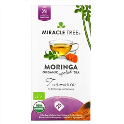 Miracle Tree, Moringa Organic Superfood Tea, Turmeric, Caffeine Free, 25 Tea Bags, 1.32 oz (37.5 g)