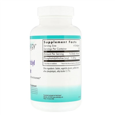 Nutricology, Фосфатидилхолин, 100 мягких желатиновых капсул