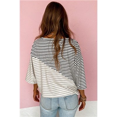 Striped Patchwork Short Sleeve Top