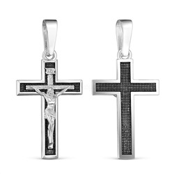 Крест католический из чернёного серебра - 5см