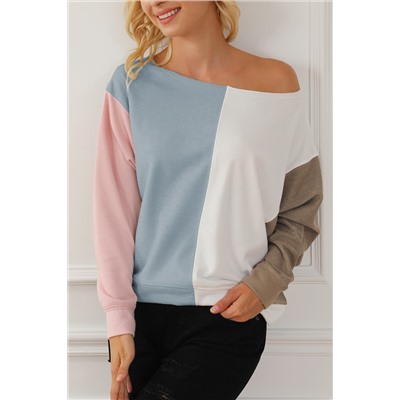 Multicolour Colorblock Dolman Sleeve Sweatshirt