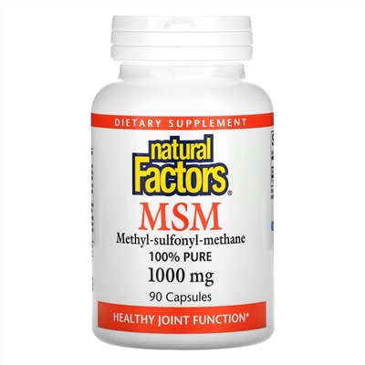 Natural Factors, MSM, 1,000 mg, 90 Capsules