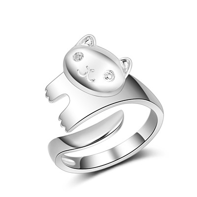 Безразмерное кольцо "Котенок", Crystal Shik
