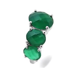 Кольцо из серебра зеленый агат, Флави