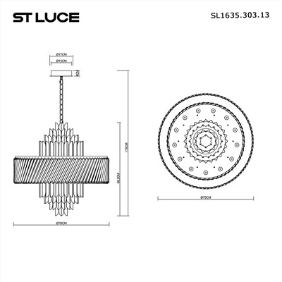 SL1635.303.13 Люстра подвесная ST-Luce Латунь/Прозрачный E14 13*40W