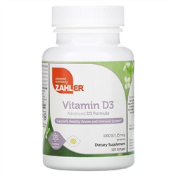 Zahler, Vitamin D3, Advanced D3 Formula, 25 mcg (1,000 IU), 120 Softgels