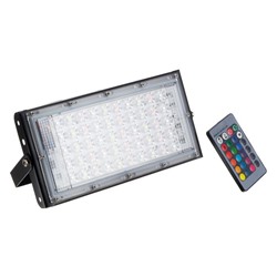 УЦЕНКА Прожектор светодиодный модульный Luazon Lighting, RGB, с пультом, 50Вт, IP65, черный