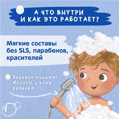 Шампунь-гель детский для душа Мое солнышко с пантенолом и ромашкой, 400 мл