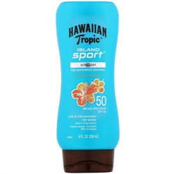 Hawaiian Tropic, Island Sport, солнцезащитное средство с широким спектром защиты, SPF 50, легкий тропический аромат, 236 мл