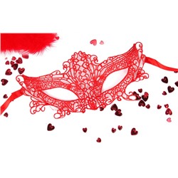 Красная ажурная текстильная маска  Марлен