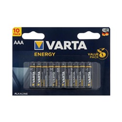 Батарейка алкалиновая Varta Energy, AAA, LR03-10BL, 1.5В, блистер, 10 шт.