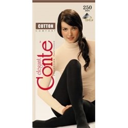 Cotton 250 CONTE Теплые колготки из хлопка х/б-70% па-27,5% эл-2,5% плоск.шов,ласт-ца,анатом.пятка,уплот.мысок