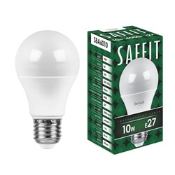 Лампа светодиодная SAFFIT SBA6010, A60, E27, 10 Вт, 230 В, 4000 К, 800 Лм, 220°, 108 х 60 мм