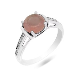 Кольцо из серебра розовый кварц, МЦВ130