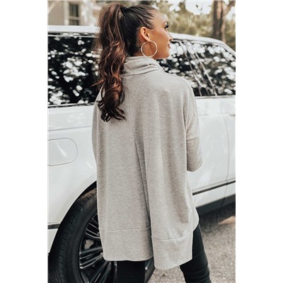 Gray Cowl Neck Shift Tunic Top