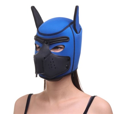 Синяя неопреновая БДСМ-маска Puppy Play