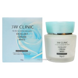 Крем для лица с осветляющим эффектом Excellent  White Cream 3W Clinic, Корея, 50 г Акция