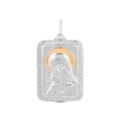 Подвеска-икона из родированного серебра с золочением - Владимирская БМ
