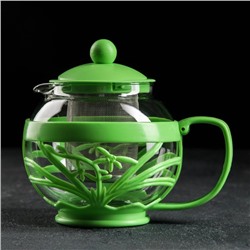 Чайник стеклянный заварочный «Флора», 700 мл, с металлическим ситом, цвет МИКС