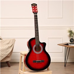 Гитара акустическая Music Life QD-H38Q-JP красная, 6-ти струнная, 97 см