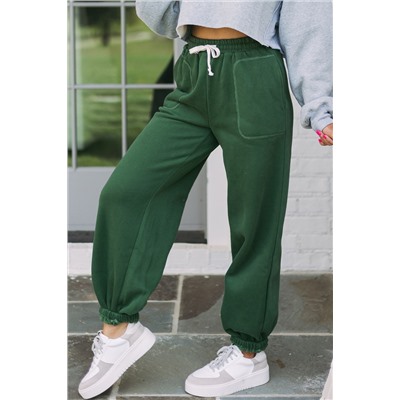 Mist Green Drawstring Waist Casual Jogger Pants