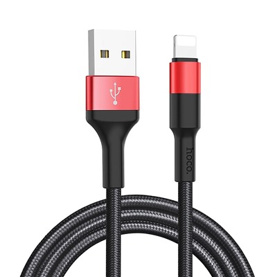 Кабель USB - Apple lightning Hoco X26 Xpress  100см 2,4A  (black/red)