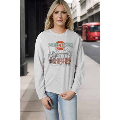 Gray SOMETHING ORANGE Graphic Relaxed Sweatshirt