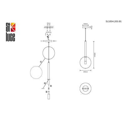 SL1054.203.01 Светильник подвесной ST-Luce Золотистый/Прозрачный G9 1*5W