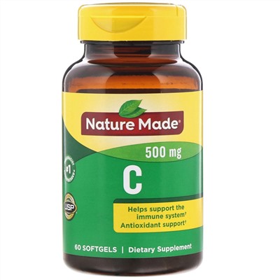 Nature Made, Vitamin C, 500 mg, 60 Softgels