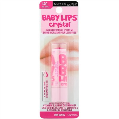 Maybelline, Baby Lips Crystal, увлажняющий бальзам для губ, розовый кварц 140, 4,4 г