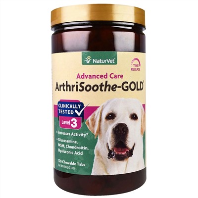 NaturVet, ArthriSoothe-GOLD, улучшенный уход, уровень 3, 120 жевательных таблеток, 21 унц. (600 г)